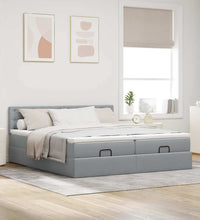 Ottoman-Bett mit Matratzen & LEDs Hellgrau 180x200 cm Stoff