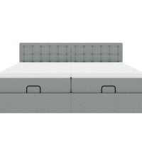 Ottoman-Bett mit Matratzen & LEDs Hellgrau 180x200 cm Stoff