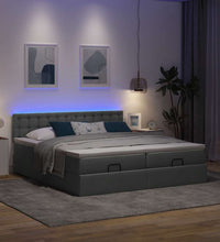 Ottoman-Bett mit Matratzen & LEDs Dunkelgrau 180x200 cm Stoff