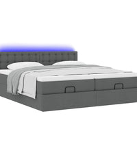 Ottoman-Bett mit Matratzen & LEDs Dunkelgrau 180x200 cm Stoff