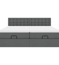 Ottoman-Bett mit Matratzen & LEDs Dunkelgrau 180x200 cm Stoff
