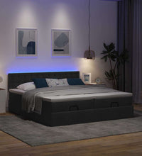Ottoman-Bett mit Matratzen & LEDs Schwarz 180x200 cm Stoff