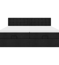 Ottoman-Bett mit Matratzen & LEDs Schwarz 180x200 cm Stoff