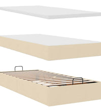 Ottoman-Bett mit Matratzen & LEDs Creme 180x200 cm Stoff