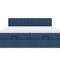 Ottoman-Bett mit Matratzen & LEDs Blau 180x200 cm Stoff