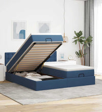 Ottoman-Bett mit Matratzen & LEDs Blau 180x200 cm Stoff