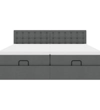Ottoman-Bett mit Matratzen & LEDs Dunkelgrau 200x200 cm Stoff