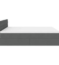 Ottoman-Bett mit Matratzen & LEDs Dunkelgrau 200x200 cm Stoff