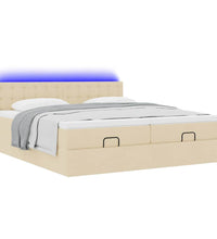 Ottoman-Bett mit Matratzen & LEDs Creme 200x200 cm Stoff
