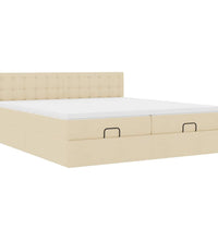 Ottoman-Bett mit Matratzen & LEDs Creme 200x200 cm Stoff
