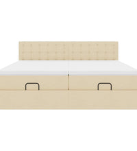 Ottoman-Bett mit Matratzen & LEDs Creme 200x200 cm Stoff