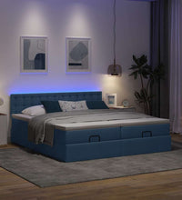 Ottoman-Bett mit Matratzen & LEDs Blau 200x200 cm Stoff