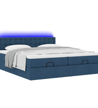 Ottoman-Bett mit Matratzen & LEDs Blau 200x200 cm Stoff