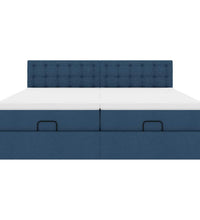 Ottoman-Bett mit Matratzen & LEDs Blau 200x200 cm Stoff