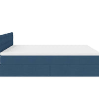 Ottoman-Bett mit Matratzen & LEDs Blau 200x200 cm Stoff