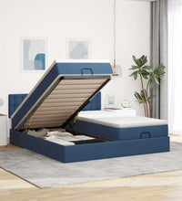 Ottoman-Bett mit Matratzen & LEDs Blau 200x200 cm Stoff