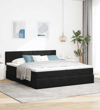 Ottoman-Bett mit Matratzen & LEDs Schwarz 160x200 cm Samt
