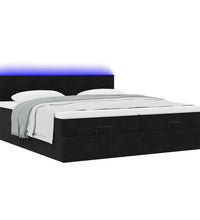 Ottoman-Bett mit Matratzen & LEDs Schwarz 160x200 cm Samt