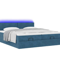 Ottoman-Bett mit Matratzen & LEDs Dunkelblau 160x200 cm Samt