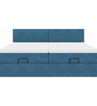 Ottoman-Bett mit Matratzen & LEDs Dunkelblau 160x200 cm Samt