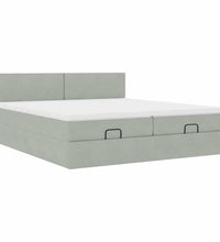 Ottoman-Bett mit Matratzen & LEDs Hellgrau 180x200 cm Samt