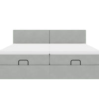 Ottoman-Bett mit Matratzen & LEDs Hellgrau 180x200 cm Samt
