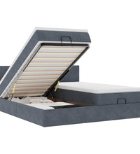 Ottoman-Bett mit Matratzen & LEDs Dunkelgrau 180x200 cm Samt