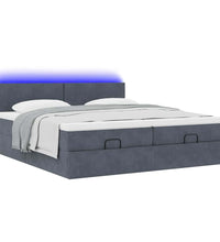 Ottoman-Bett mit Matratzen & LEDs Dunkelgrau 180x200 cm Samt