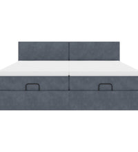 Ottoman-Bett mit Matratzen & LEDs Dunkelgrau 180x200 cm Samt