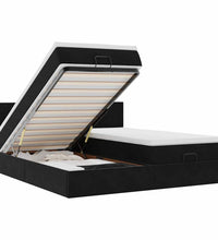 Ottoman-Bett mit Matratzen & LEDs Schwarz 180x200 cm Samt