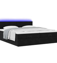 Ottoman-Bett mit Matratzen & LEDs Schwarz 180x200 cm Samt