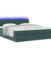 Ottoman-Bett mit Matratzen & LEDs Dunkelgrün 180x200 cm Samt