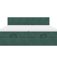 Ottoman-Bett mit Matratzen & LEDs Dunkelgrün 180x200 cm Samt