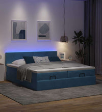 Ottoman-Bett mit Matratzen & LEDs Dunkelblau 180x200 cm Samt
