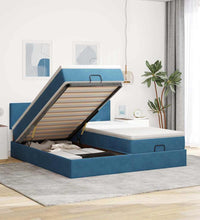 Ottoman-Bett mit Matratzen & LEDs Dunkelblau 180x200 cm Samt