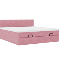 Ottoman-Bett mit Matratzen & LEDs Rosa 180x200 cm Samt