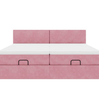 Ottoman-Bett mit Matratzen & LEDs Rosa 180x200 cm Samt