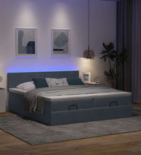 Ottoman-Bett mit Matratzen & LEDs Dunkelgrau 200x200 cm Samt