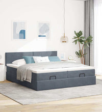 Ottoman-Bett mit Matratzen & LEDs Dunkelgrau 200x200 cm Samt