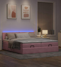 Ottoman-Bett mit Matratzen & LEDs Rosa 200x200 cm Samt