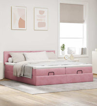 Ottoman-Bett mit Matratzen & LEDs Rosa 200x200 cm Samt