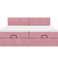 Ottoman-Bett mit Matratzen & LEDs Rosa 200x200 cm Samt