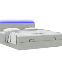 Ottoman-Bett mit Matratzen & LEDs Hellgrau 160x200 cm Samt