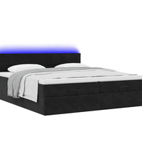 Ottoman-Bett mit Matratzen & LEDs Schwarz 160x200 cm Samt