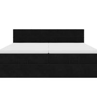 Ottoman-Bett mit Matratzen & LEDs Schwarz 160x200 cm Samt