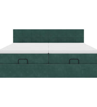Ottoman-Bett mit Matratzen & LEDs Dunkelgrün 160x200 cm Samt