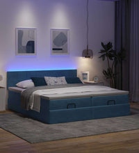 Ottoman-Bett mit Matratzen & LEDs Dunkelblau 160x200 cm Samt