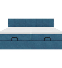 Ottoman-Bett mit Matratzen & LEDs Dunkelblau 160x200 cm Samt