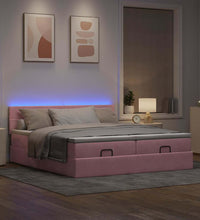 Ottoman-Bett mit Matratzen & LEDs Rosa 160x200 cm Samt