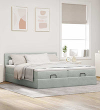 Ottoman-Bett mit Matratzen & LEDs Hellgrau 180x200 cm Samt